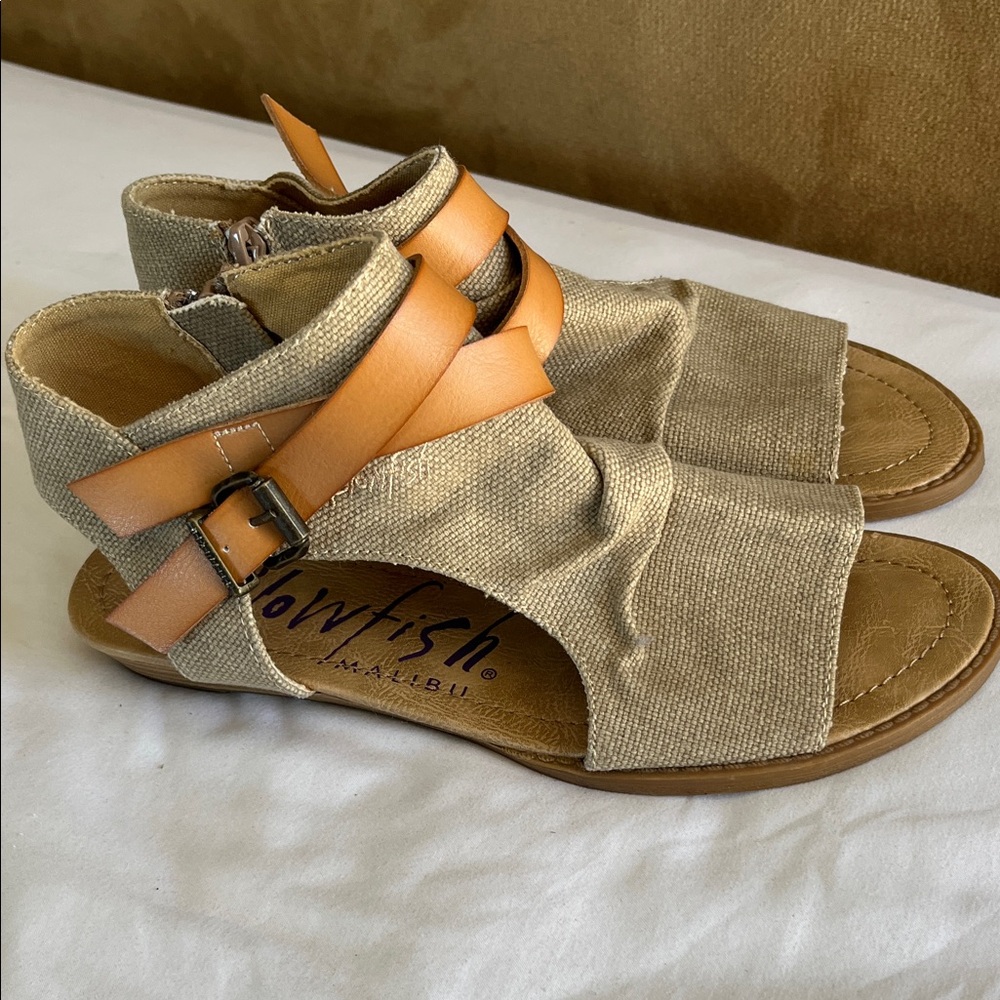Blowfish Balla sandals rancher canvas desert sand leather ankle strap open toe 9